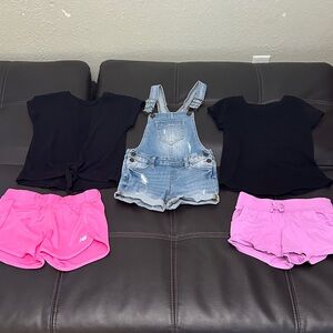 New Balance shorts Blue Denim overalls Kids black tshirts